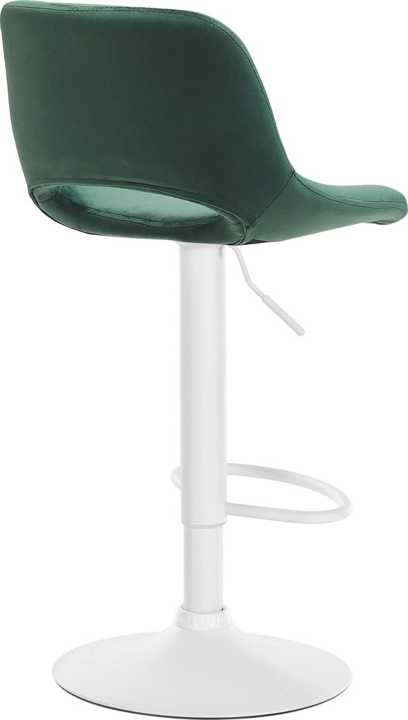 Barová stolička Camden - zamat, biely rám Zelená