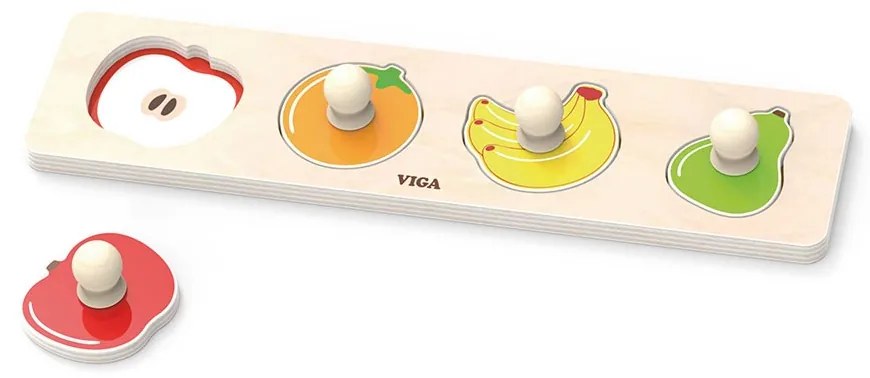 Drevené puzzle s úchytmi Viga Ovocie