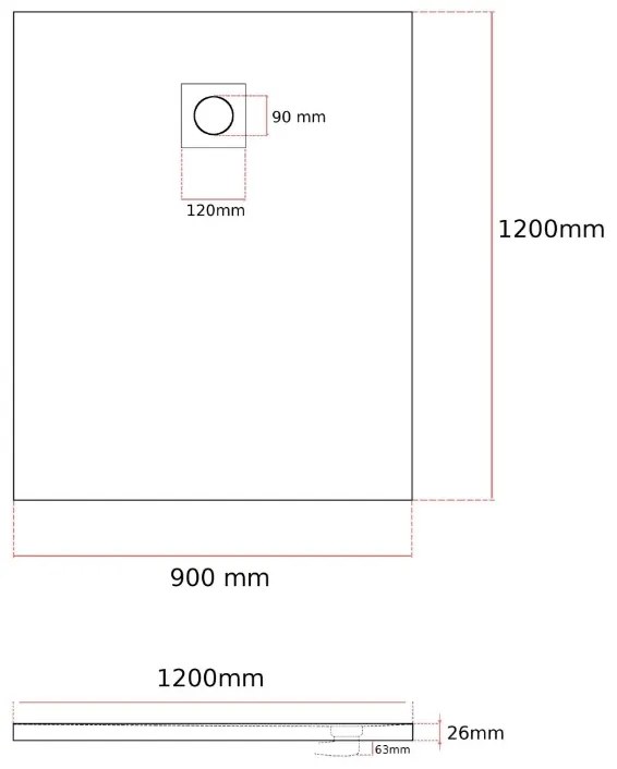 Erga Oldaf, SMC obdĺžniková sprchová vanička 120 x 90 cm, čierna matná, ERG-GMA-OL-90120BK