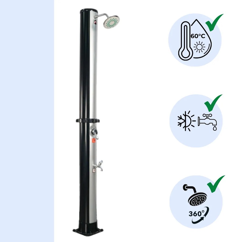 Solárna sprcha KARIBIK, 35 l, čierna/strieborná Jurhan