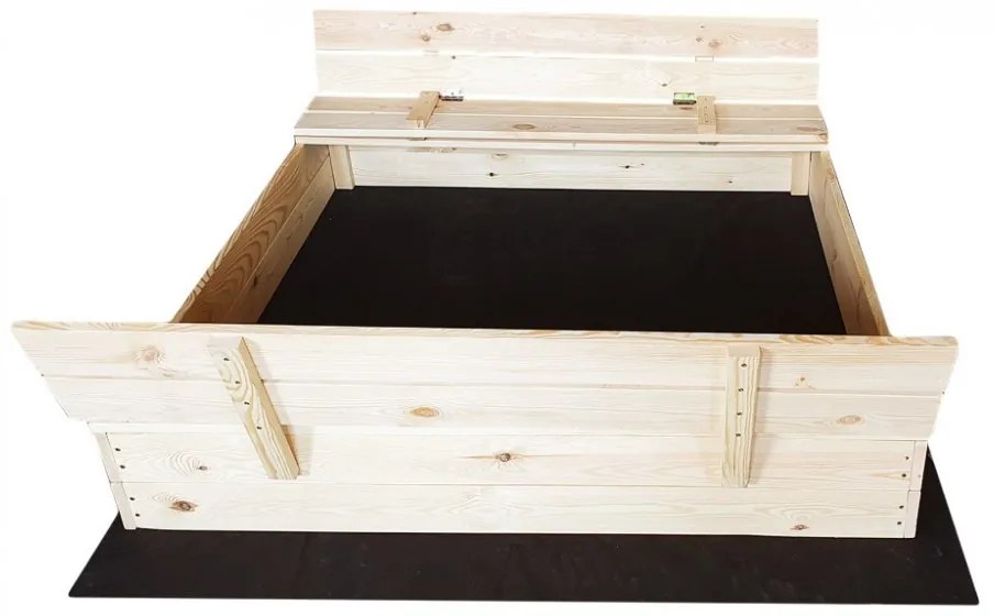 Detské uzatvárateľné pieskovisko s lavičkami 140 x 140 cm