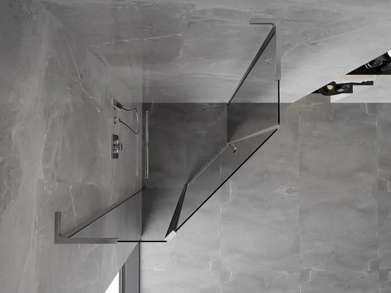 Mexen Mist L, päťuholníkový sprchový kút s krídlovými dverami, 80 x 80 cm, 8mm číre sklo, chrómový profil, 8A8L-080-080-01-00