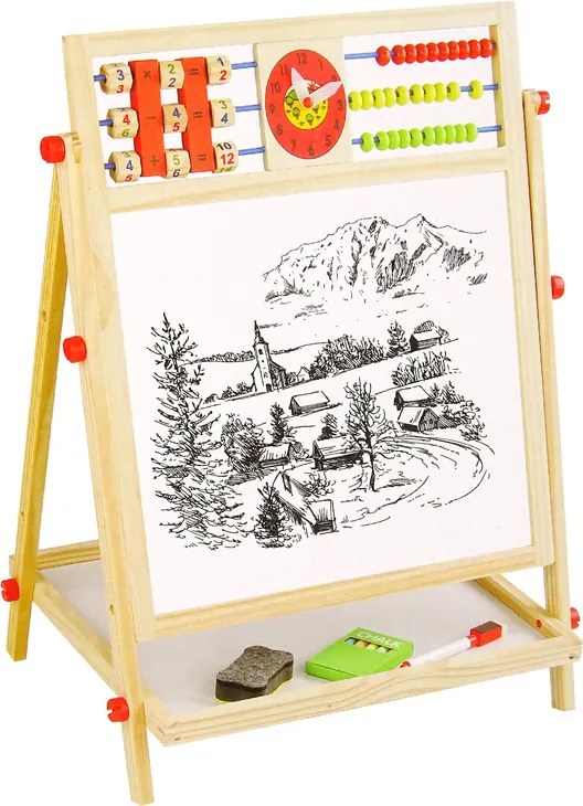 LEAN Toys Kresliaca tabuľa Obojstranná vzdelávacia tabuľa 2v1 Drevená