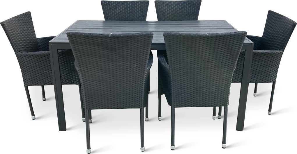 Noela Záhradný jedálenský set Viking L + 6x ratanové kreslo Bali
