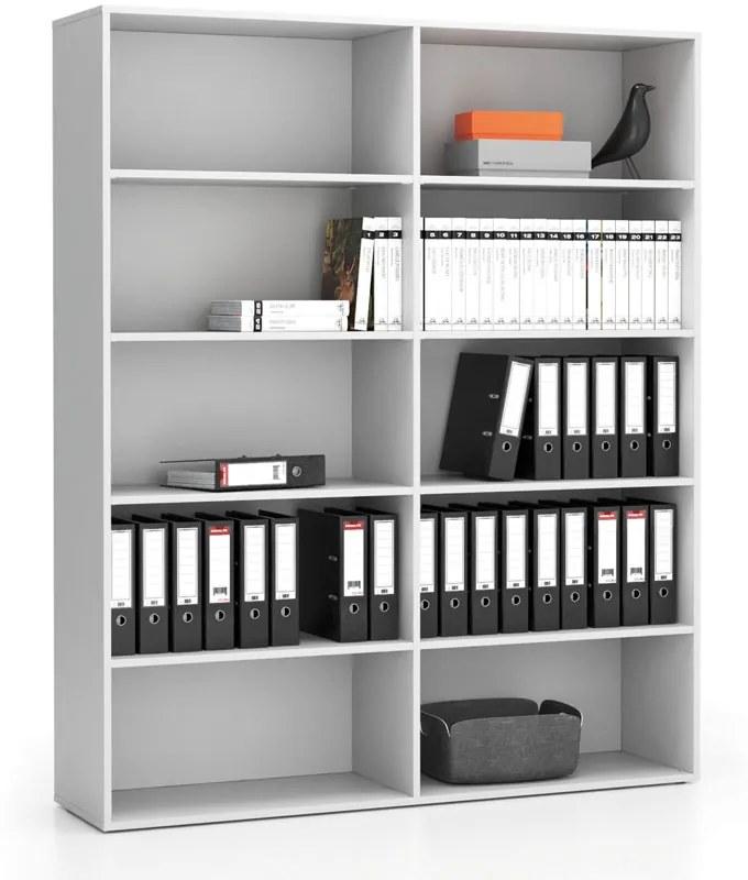 Vysoký kancelársky policový regál LAYERS, 1582 x 400 x 1905, biela