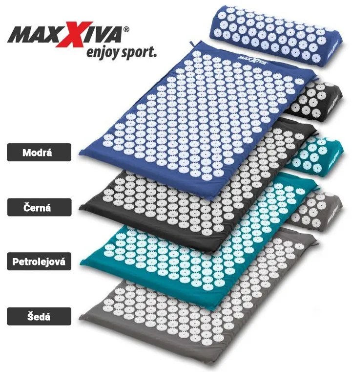 MAXXIVA 81550 Akupresúrna podložka s vankúšom, 75x42 cm, čierna