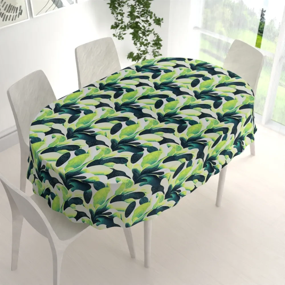 Biante Dekoračný oválny obrus Rongo RGP-505 Veľké zelené listy 50x100 cm