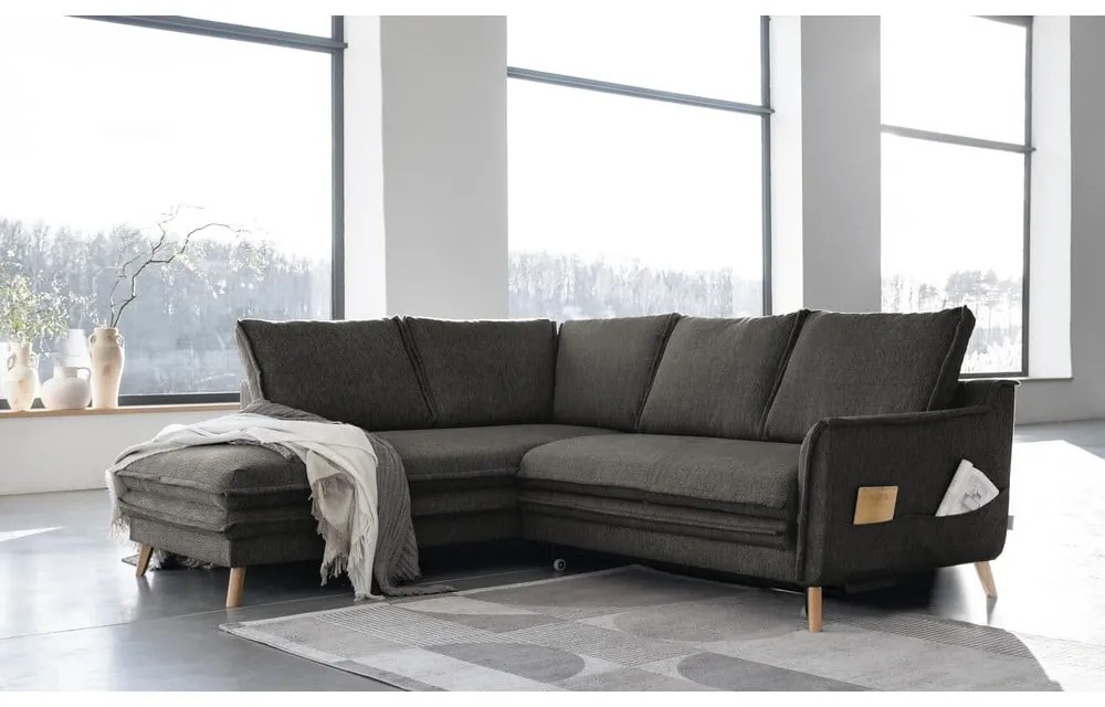 Tmavosivá rozkladacia rohová pohovka (ľavý roh) Charming Charlie – Miuform