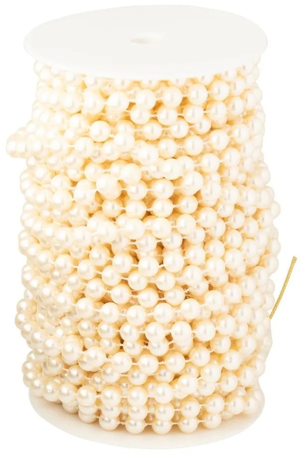 Béžová závesná dekoratívna girlanda z perličiek v rolke - 11*11*18cm - 20 m