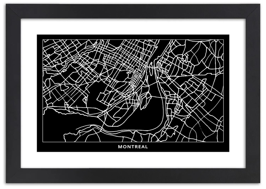 Gario Plagát City plan Montreal Farba rámu: Bez rámu, Rozmery: 30 x 20 cm