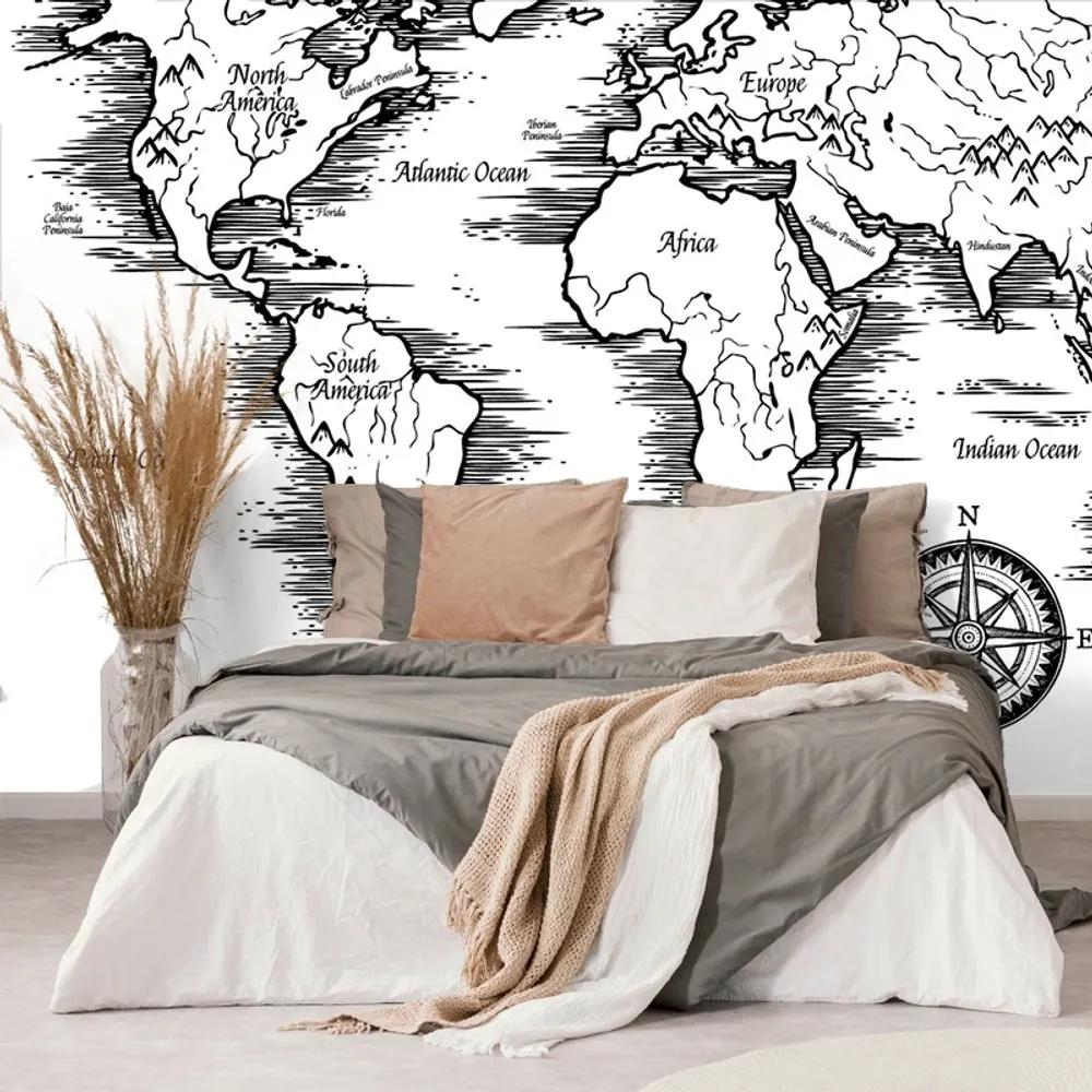 Samolepiaca tapeta mapa sveta v nádhernom prevedení - 225x150