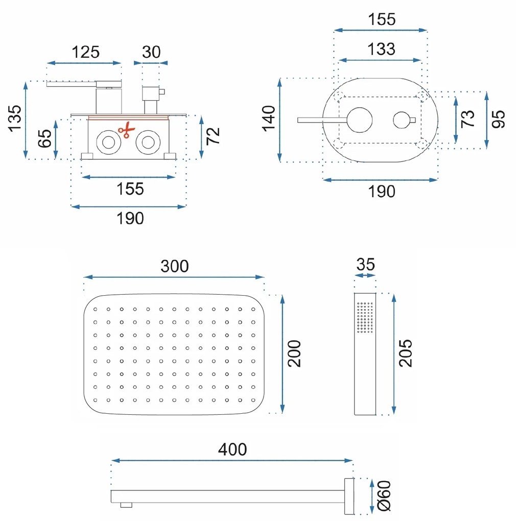 Rea Oval, podomietková sprchová sada + BOX, zlatá lesklá, REA-P8466