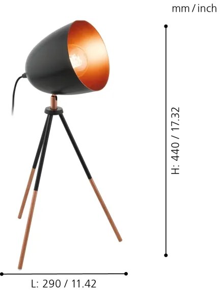Eglo 49385 - Stolná lampa CHESTER 1xE27/60W/230V