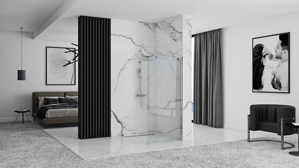 Rea AERO N 120, sprchová zástena WALK IN, 1-krídlová, 120 x 195 cm, lesklý chróm, transparentná, REA-K7550