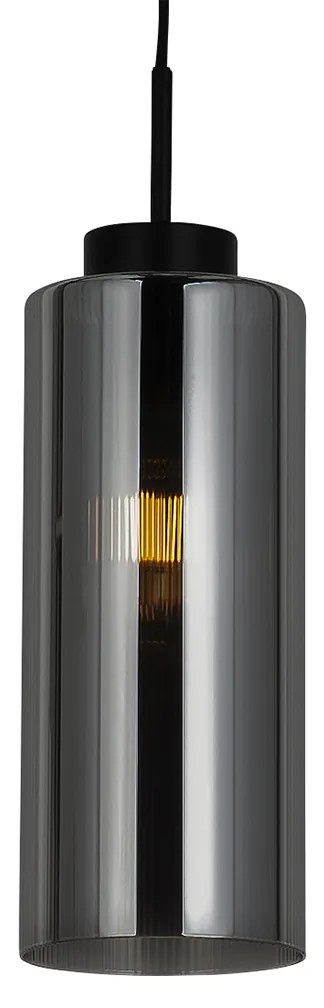 Art Deco závesné svietidlo čierne s dymovým sklom - Laura