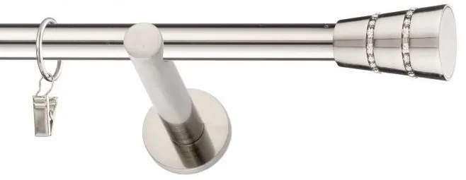 Dekorstudio Niklová jednoradová garniža BOGOTA 19mm Dĺžka: 160cm, Typ uchytenia: Držiak modern, Typ príslušenstva: Krúžky tiché so štipcami