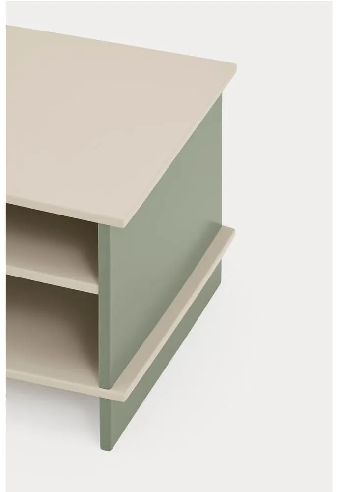 Zeleno-krémový nočný stolík s poličkami Inari – Teulat