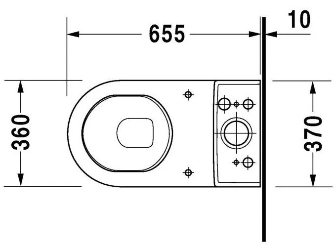 DURAVIT Starck 3 WC misa kombi s vodorovným odpadom, 370 mm x 395 mm x 655 mm, 0126090000