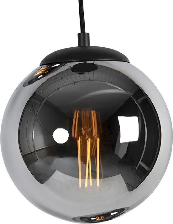 Inteligentné závesné svietidlo čierne s dymovým sklom 3-svetlá Vrátane WiFi ST64 - Pallon