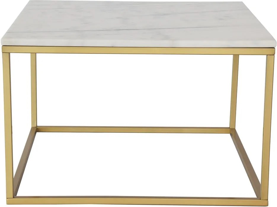 Mramorový konferenčný stolík s konštrukciou vo farbe mosadze RGE Accent, 75 x 75 cm