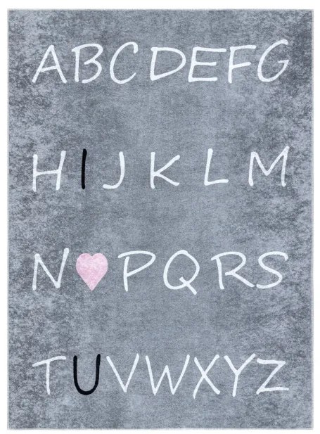 Detský koberec JUNIOR 52106.801 abeceda, sivý