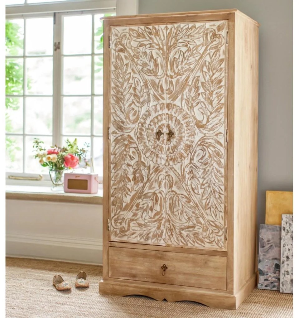 furniture-nabytek.cz - Šatníková skriňa rustikálna 120x200x60 z dreva mango