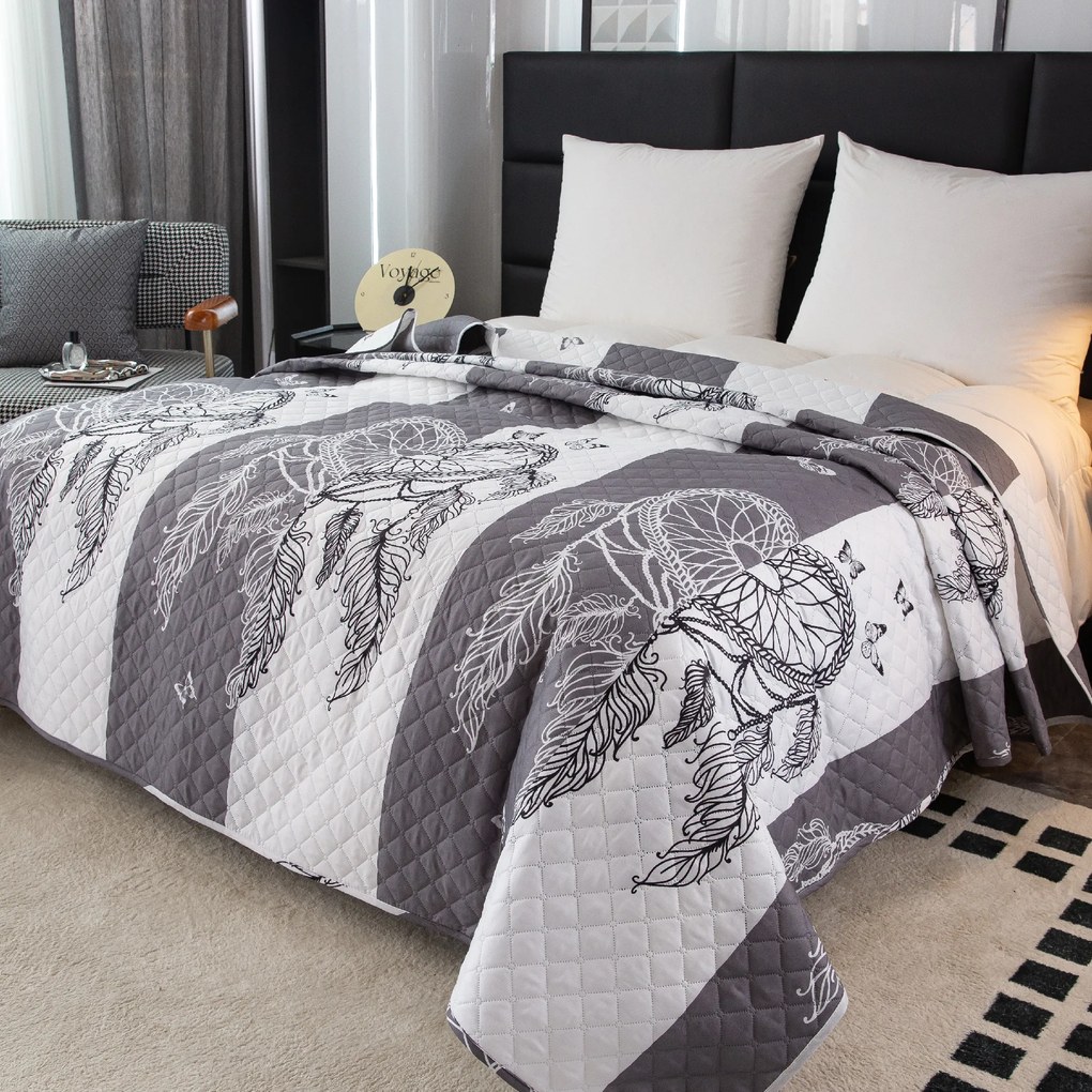 Prehoz na posteľ TIRSO sivo-biely Rozmer: 170 x 210 cm