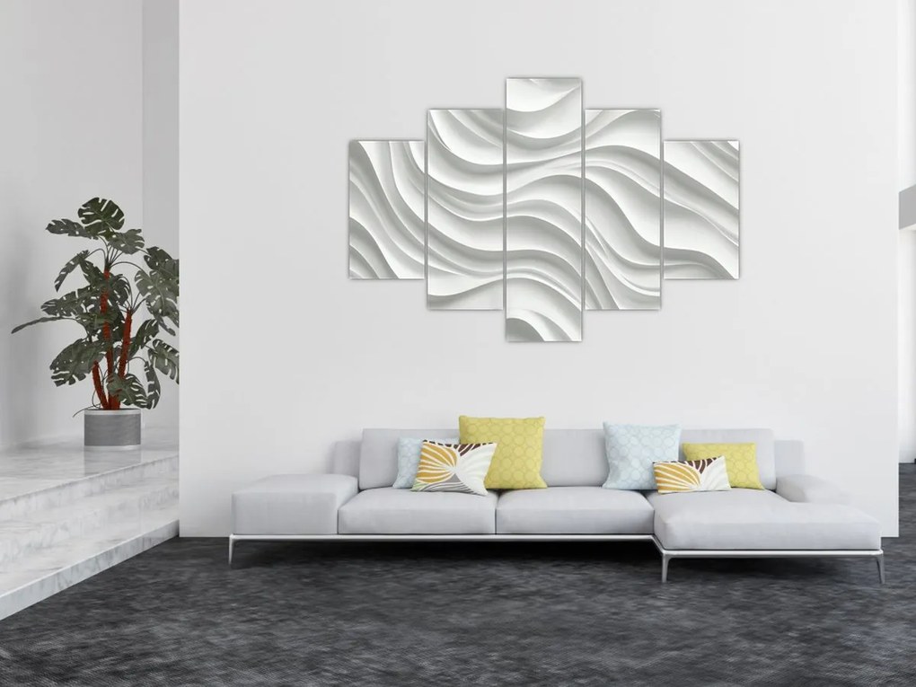 Obraz - 3D biele vlny (150x105 cm)