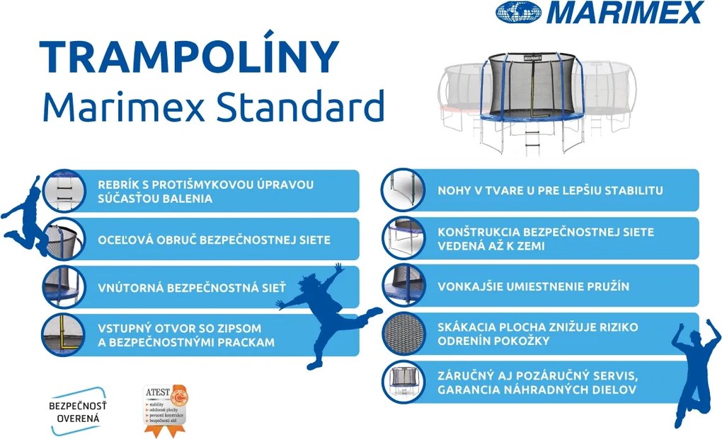 Marimex | Trampolína Marimex Standard 457 cm + vnútorná ochranná sieť + rebrík ZADARMO | 19000084