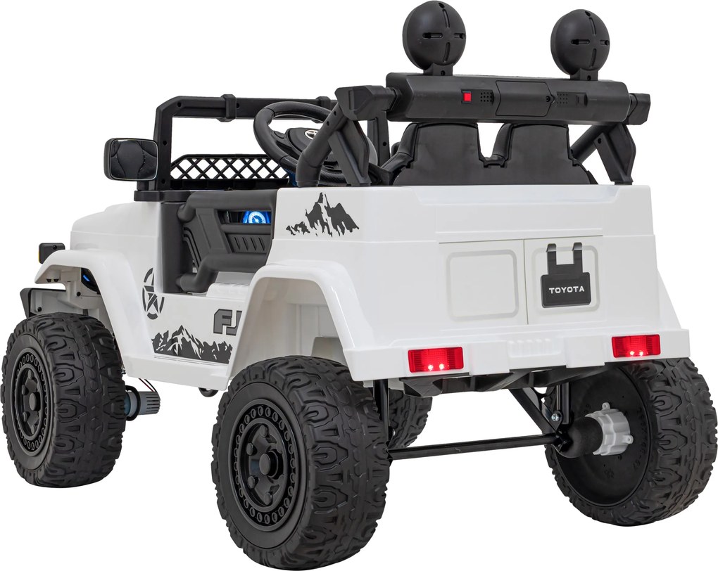 Ramiz Toyota FJ Cruiser pre deti biela + diaľkové ovládanie + pohon 4x4 + LED audio + EVA + pomalý štart