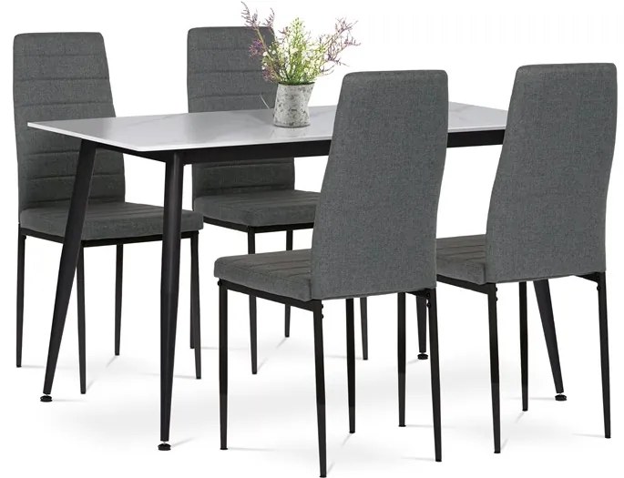Autronic BONTEC Jedálenský set so 4 stoličkami, 130x70x76cm mramor, ASE-1004 BK2 Farba: Čierna