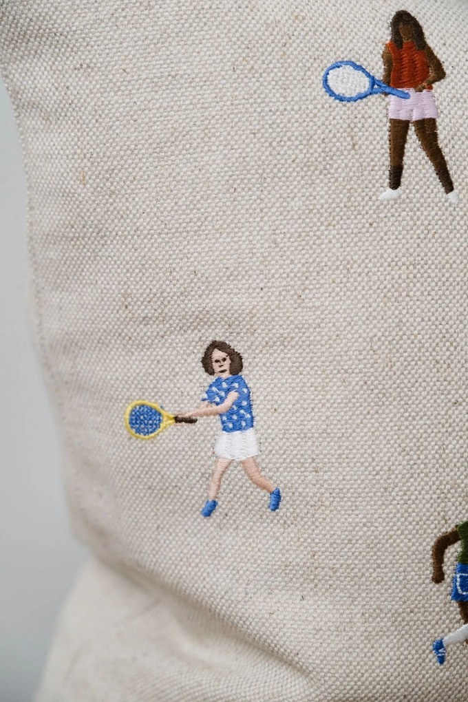 Fine Little Day Ľanový poťah na vankúš Tennis Embroidered 48 x 48 cm