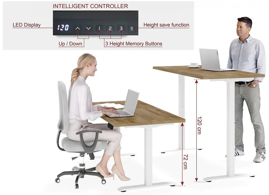 Elektrický PC stolík Natura 140 (dub + biela). Akcia -20%. Vlastná spoľahlivá doprava až k Vám domov. 1124888