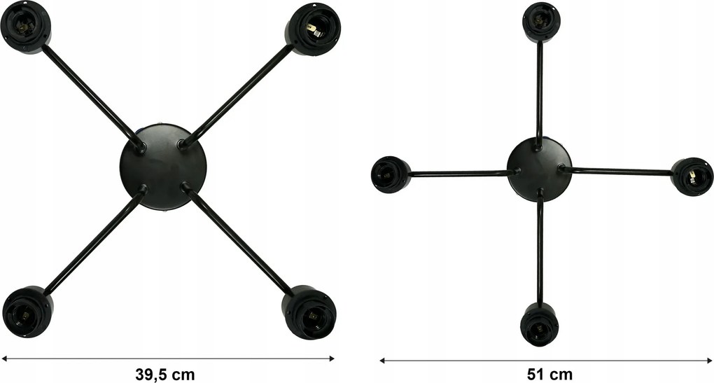 Sklenená stropná lampa s LED žiarovkami, 4xe27 - dymová guľa