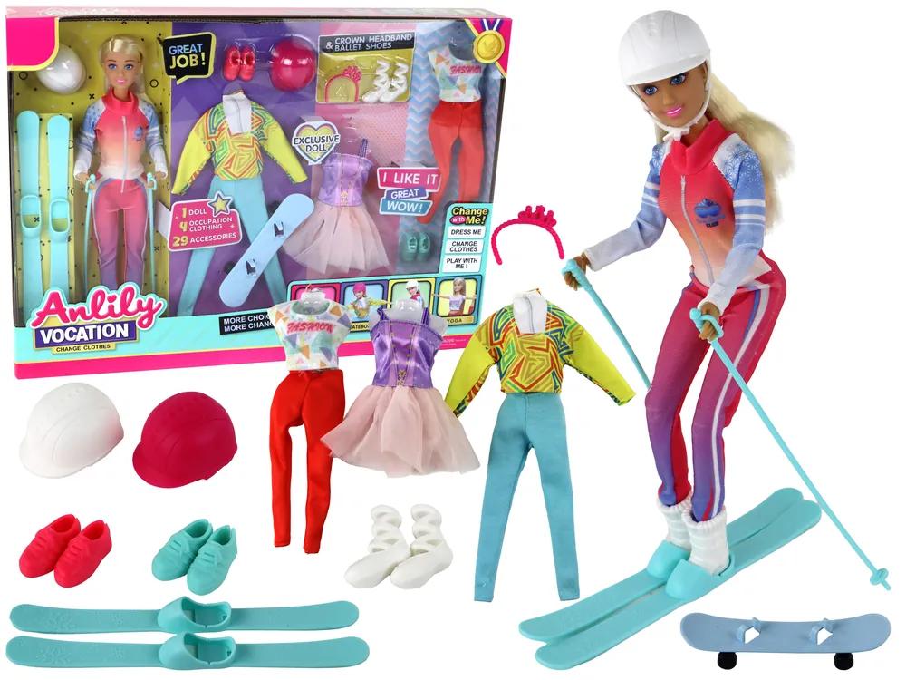 Lean Toys Bábika Anlily a 4 rôzne oblečenia na športy