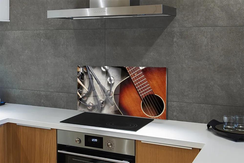 Sklenený obklad do kuchyne Gitara Mikrofón tyčinky 120x60 cm