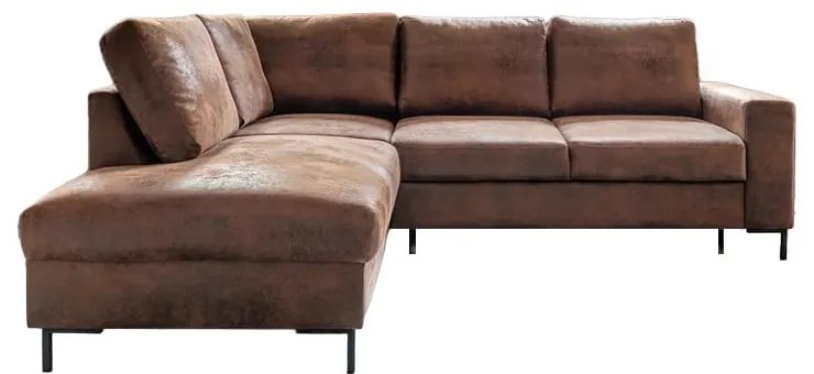 Hnedá rozkladacia rohová pohovka z imitácie kože (ľavý roh) Lofty Lilly – Miuform
