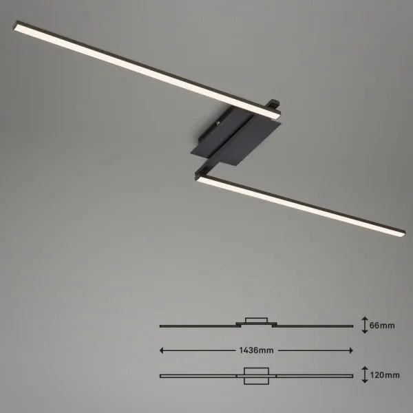 Brilo 3500-015 - LED Prisadený luster STAFF 2xLED/6W/230V čierna