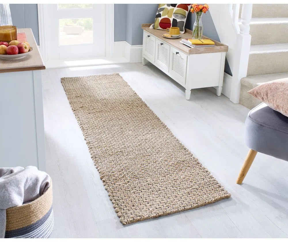 Jutový koberec behúň v prírodnej farbe 60x230 cm Sol - Flair Rugs