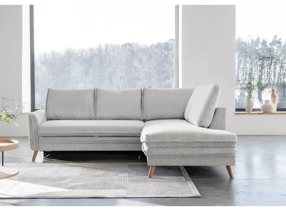 Béžová rozkladacia rohová pohovka (pravý roh) Charming Charlie – Miuform