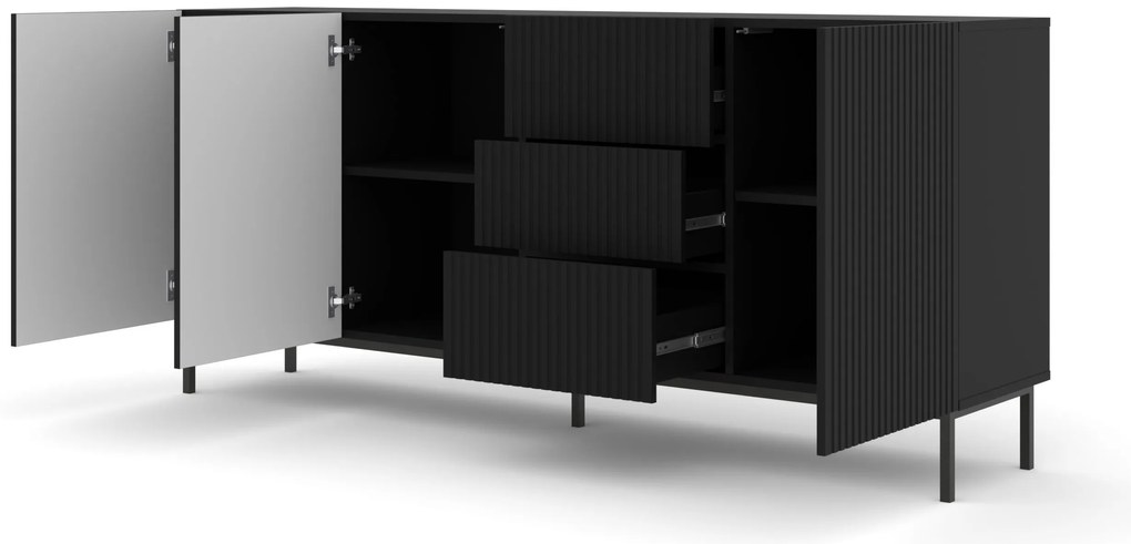 Komoda 3D3S 200 Rowanna (čierna). Akcia -20%. Vlastná spoľahlivá doprava až k Vám domov. 1125009