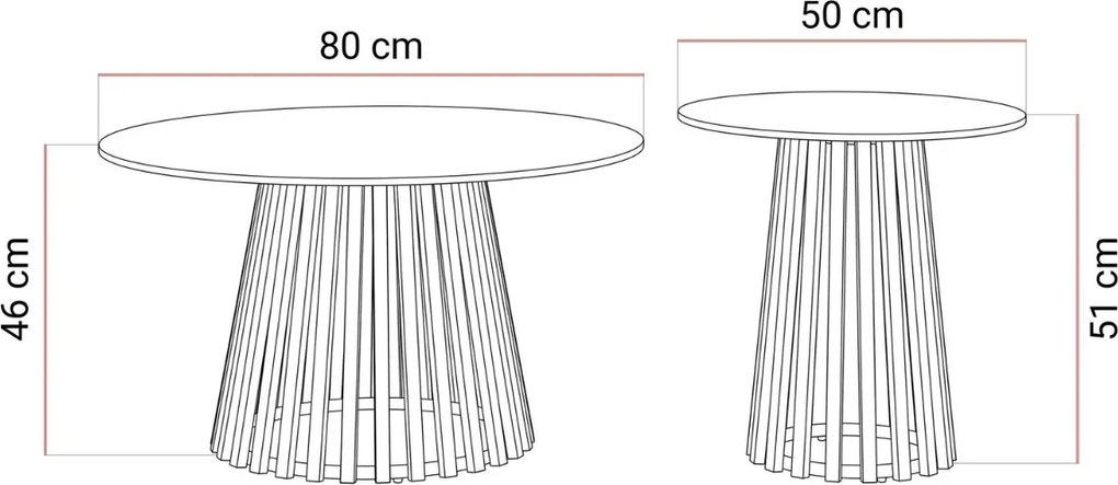SADA OKRÚHLYCH KONFERENČNÝCH STOLÍKOV MAGNO 2v1 ORECH + MRAMOR