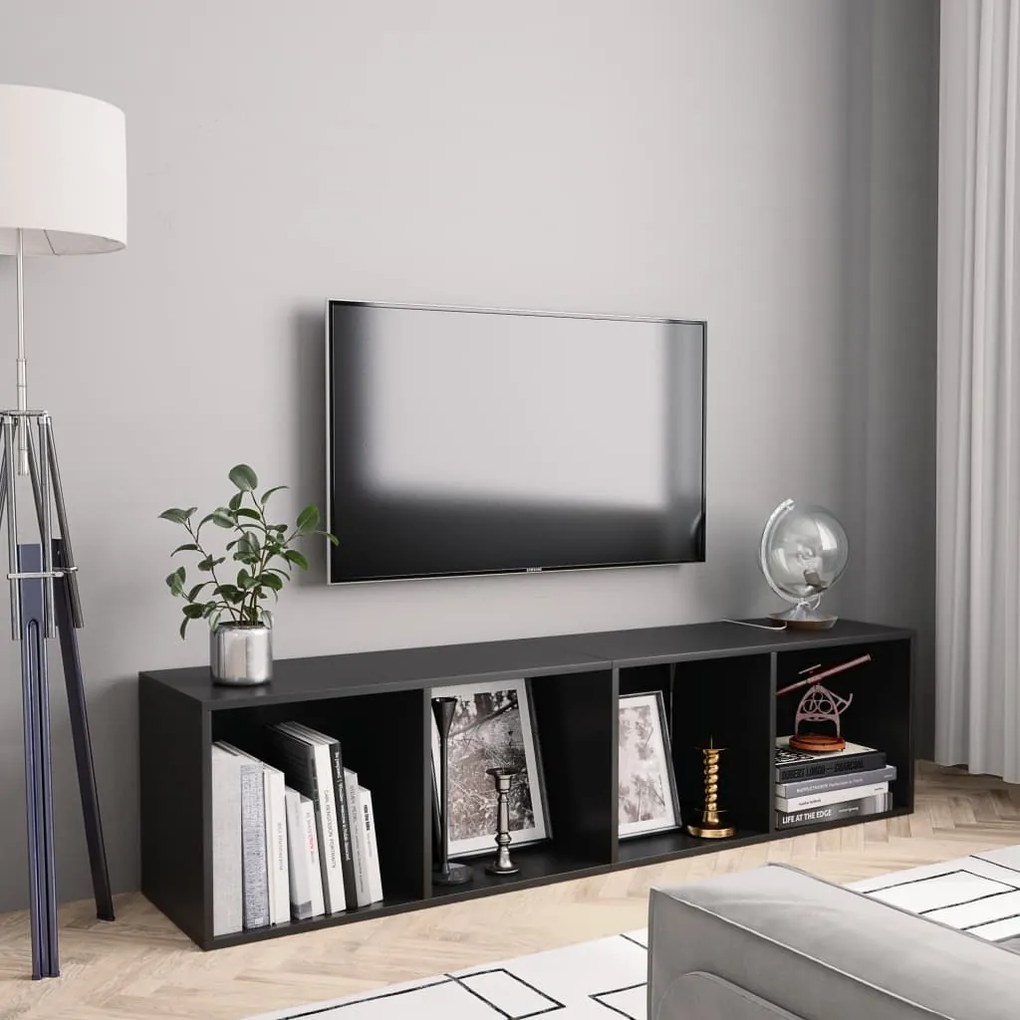 vidaXL Knižnica/TV skrinka, čierna 143x30x36 cm