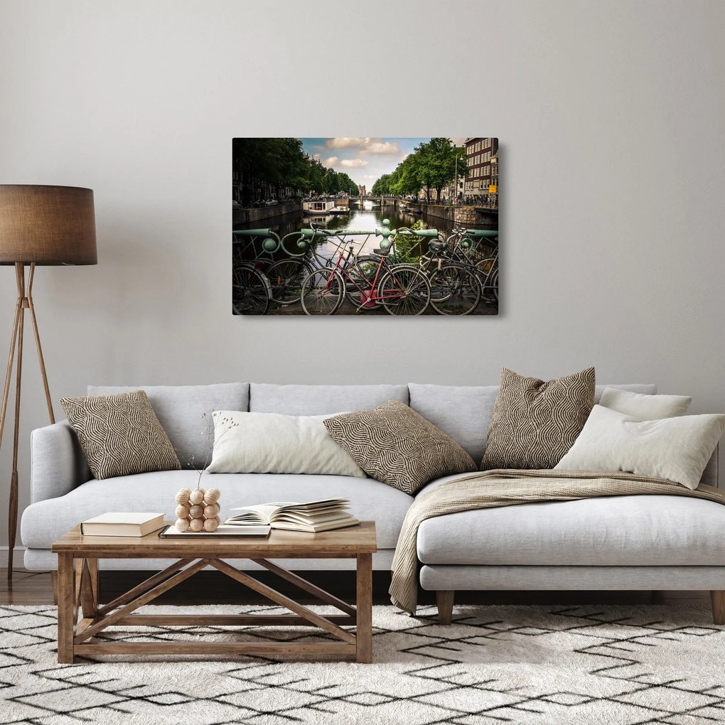 Obraz bicykla v meste (90x60 cm)