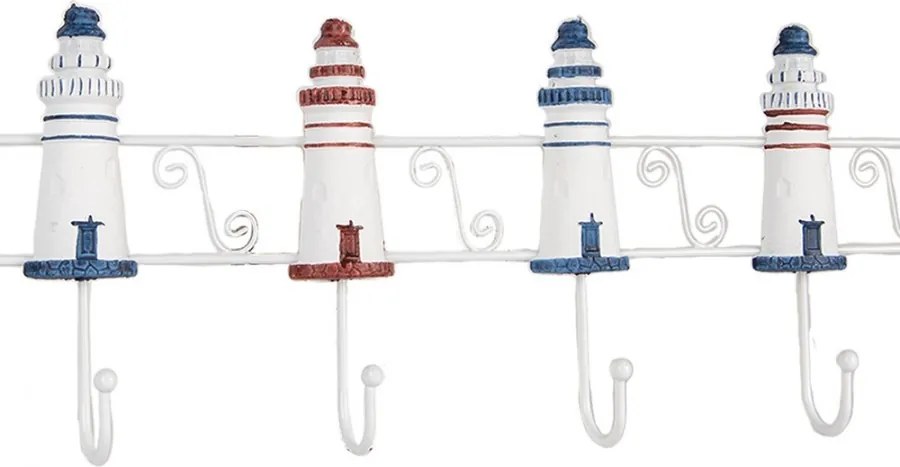 Nástenný vešiak zdobený majákmi Lighthouse Nautic - 54*4*17 cm