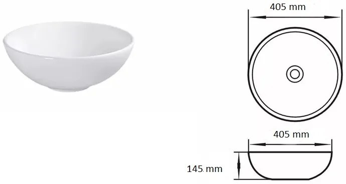 Gamma Dori, umývadlo na dosku 405x405x145 mm, biela lesklá, GMA-UC-DORI
