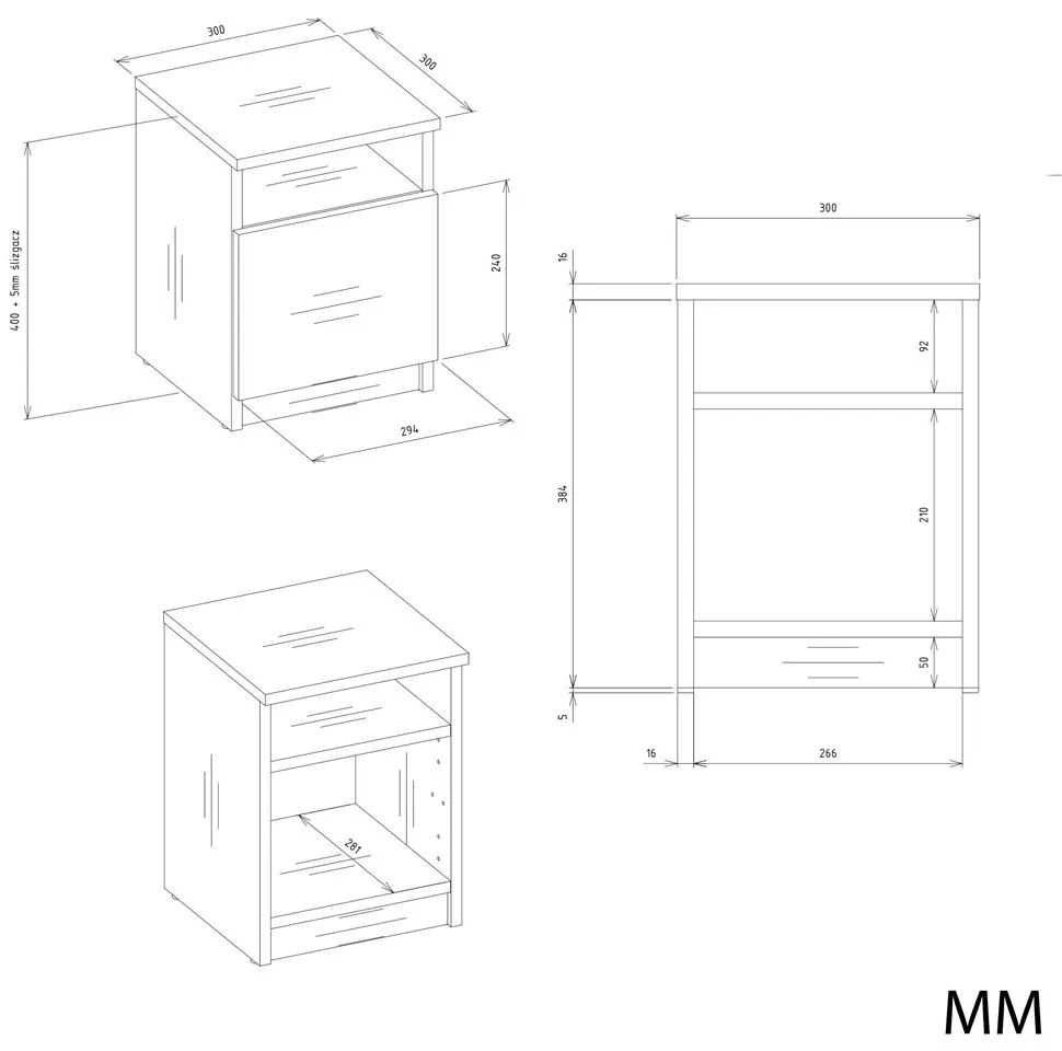 Nočný stolík Galax 30 cm dub artisan