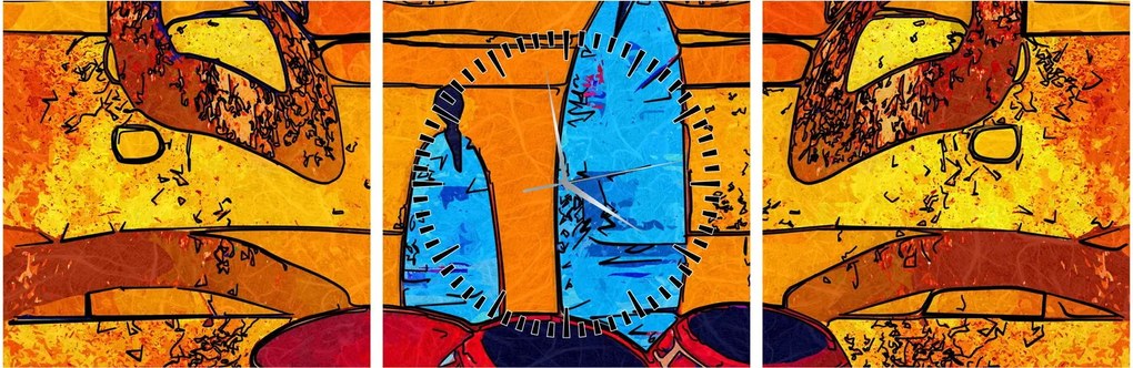 Obraz - Staroveká maľba (s hodinami) (90x30 cm)