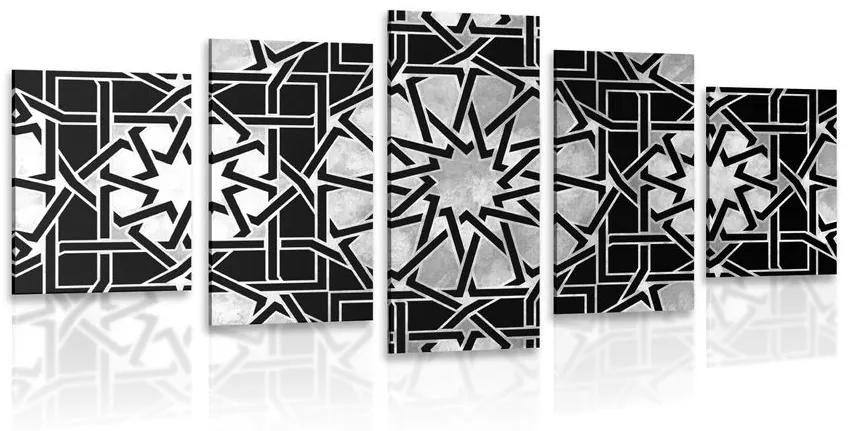 5-dielny obraz orientálna mozaika v čiernobielom prevedení Varianta: 100x50
