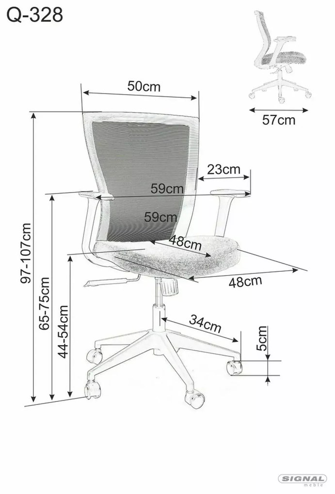 Signal Kancelárske kreslo Q-328 ČIERNA/SIVÁ